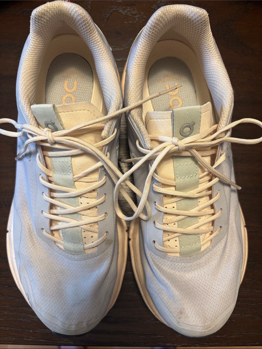On Running Women's Athletic Sneakers in Light Blue and Cream